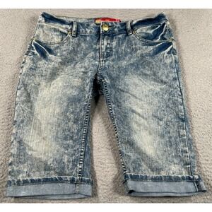 Vintage Apple‎ Bottom Shorts Women's 10 Blue Denim Bermuda Retro Stretch Y2K